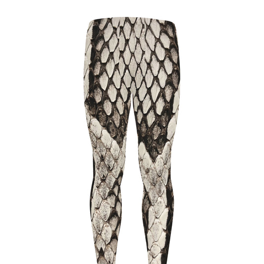 Beige Snakeskin Print Men's leggings