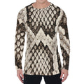 Beige Snakeskin Print Men's Long Sleeve T-Shirt
