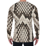 Beige Snakeskin Print Men's Long Sleeve T-Shirt