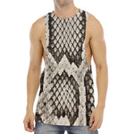 Beige Snakeskin Print Men's Muscle Tank Top