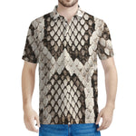 Beige Snakeskin Print Men's Polo Shirt