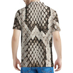 Beige Snakeskin Print Men's Polo Shirt