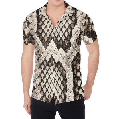 Beige Snakeskin Print Men's Shirt