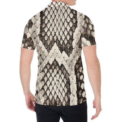 Beige Snakeskin Print Men's Shirt