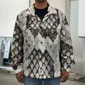 Beige Snakeskin Print Men's Shirt Jacket