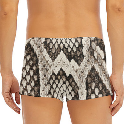 Beige Snakeskin Print Men's Short Boxer Briefs