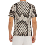 Beige Snakeskin Print Men's Short Sleeve Rash Guard
