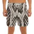 Beige Snakeskin Print Men's Split Running Shorts