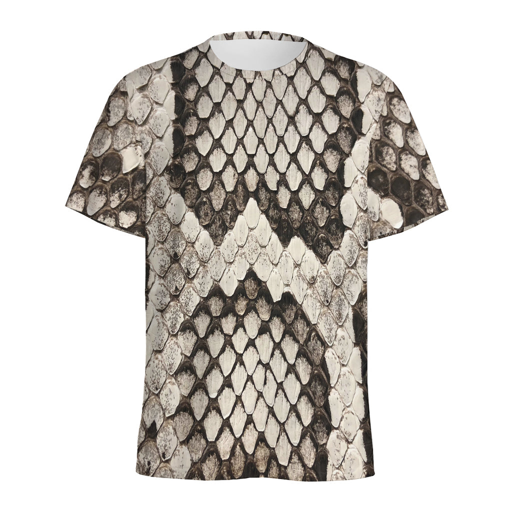 Beige Snakeskin Print Men's Sports T-Shirt