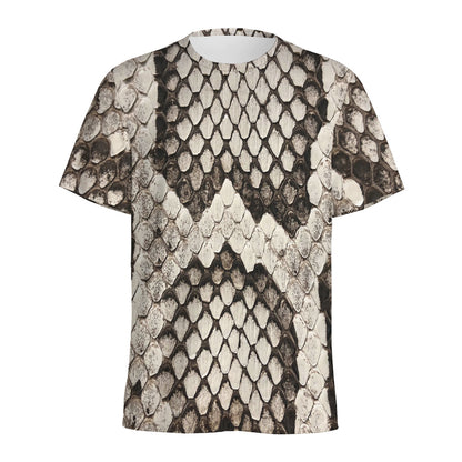 Beige Snakeskin Print Men's Sports T-Shirt