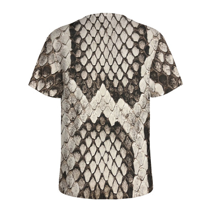 Beige Snakeskin Print Men's Sports T-Shirt