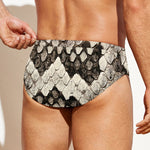 Beige Snakeskin Print Men's Swim Briefs