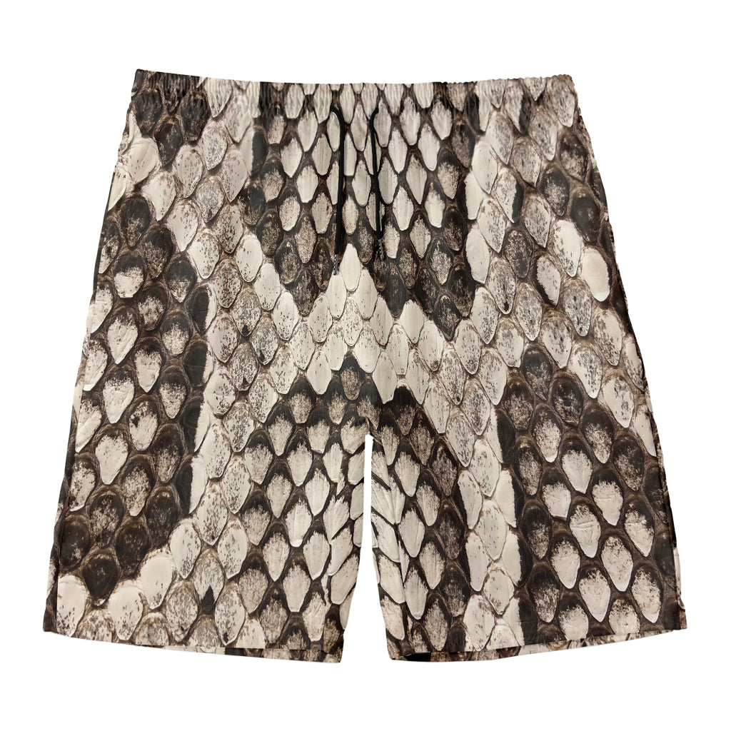 Beige Snakeskin Print Men's Swim Trunks