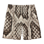Beige Snakeskin Print Men's Swim Trunks