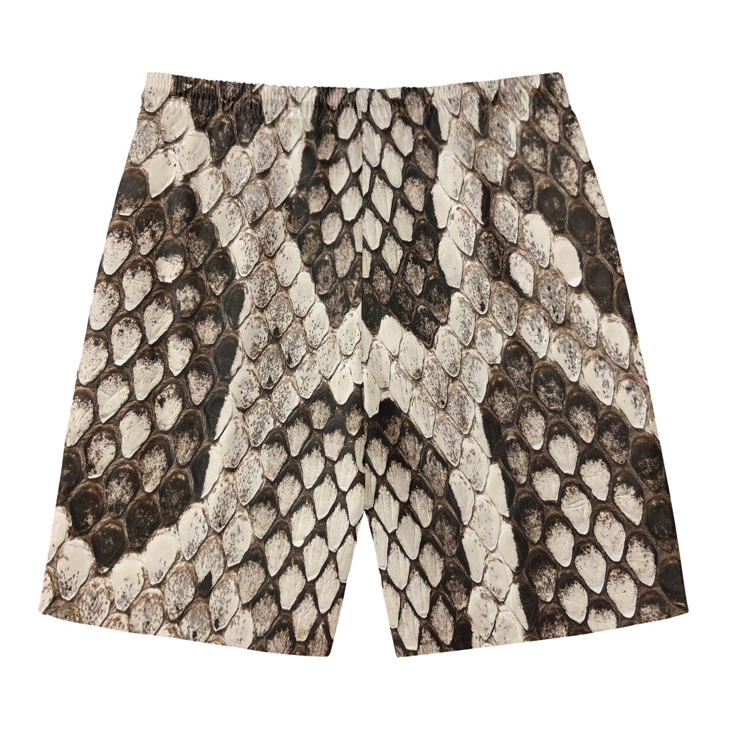 Beige Snakeskin Print Men's Swim Trunks
