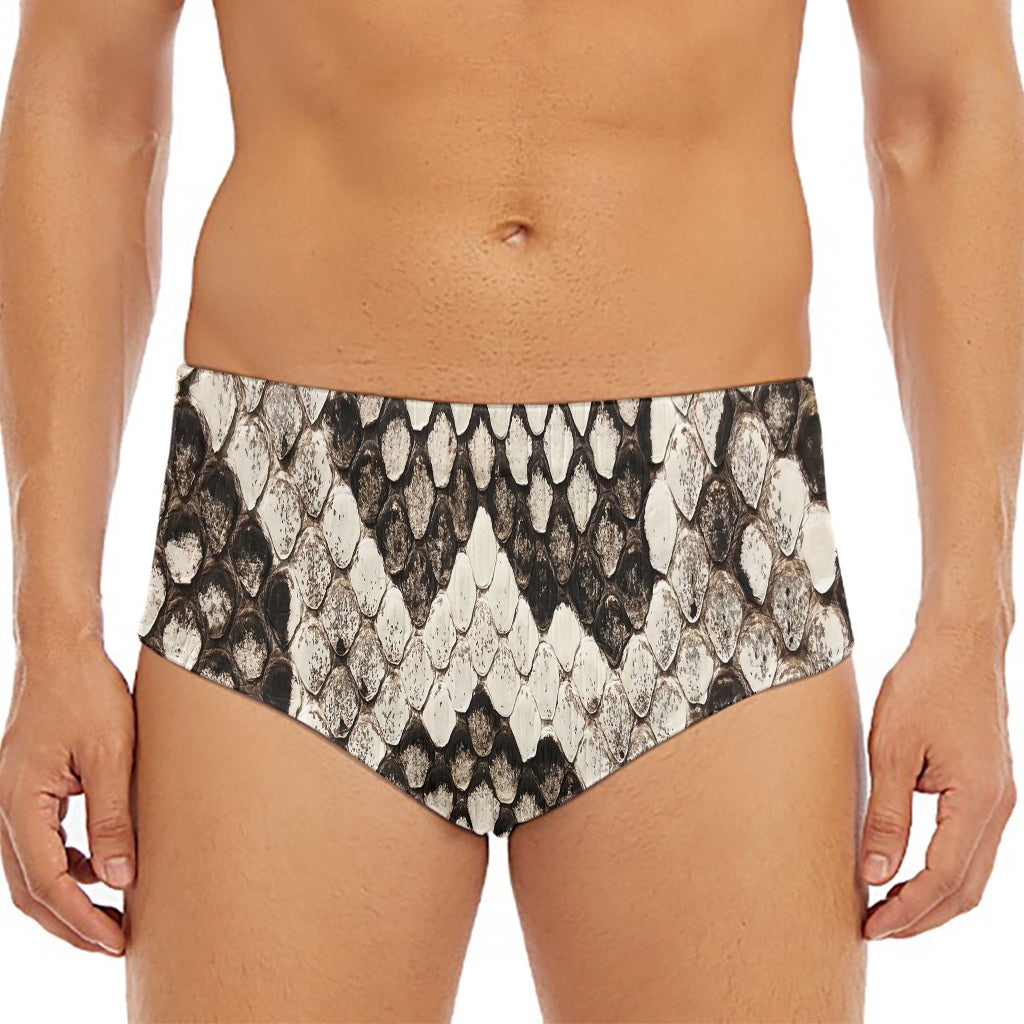 Beige Snakeskin Print Men's Triangle Swim Briefs