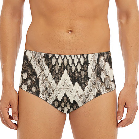 Beige Snakeskin Print Men's Triangle Swim Briefs
