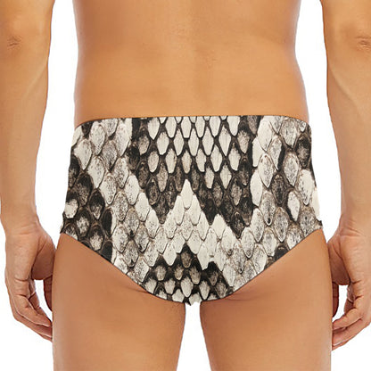 Beige Snakeskin Print Men's Triangle Swim Briefs