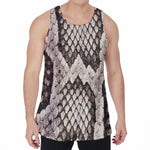 Beige Snakeskin Print Men's Velvet Tank Top