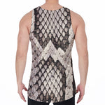 Beige Snakeskin Print Men's Velvet Tank Top