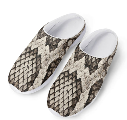 Beige Snakeskin Print Mesh Casual Shoes