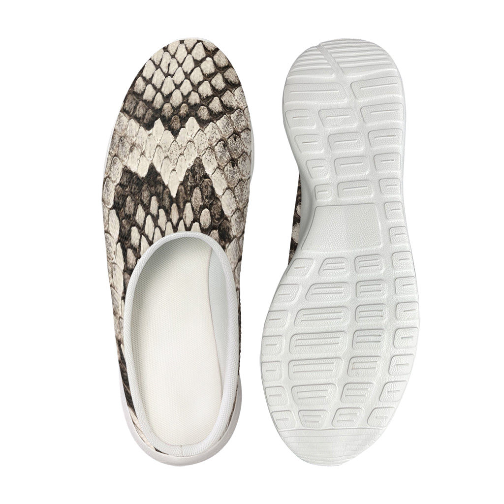 Beige Snakeskin Print Mesh Casual Shoes