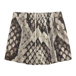 Beige Snakeskin Print Mesh Shorts