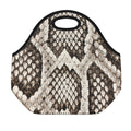 Beige Snakeskin Print Neoprene Lunch Bag