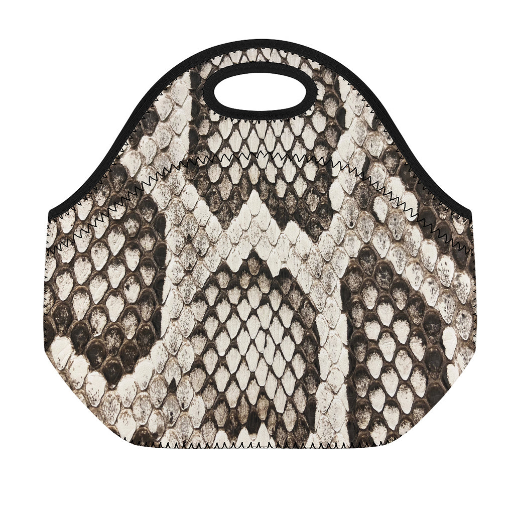 Beige Snakeskin Print Neoprene Lunch Bag