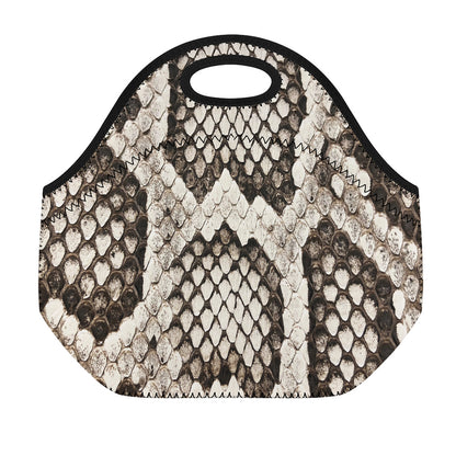 Beige Snakeskin Print Neoprene Lunch Bag