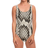 Beige Snakeskin Print One Piece Swimsuit