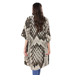 Beige Snakeskin Print Open Front Beach Cover Up