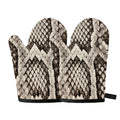 Beige Snakeskin Print Oven Mitts