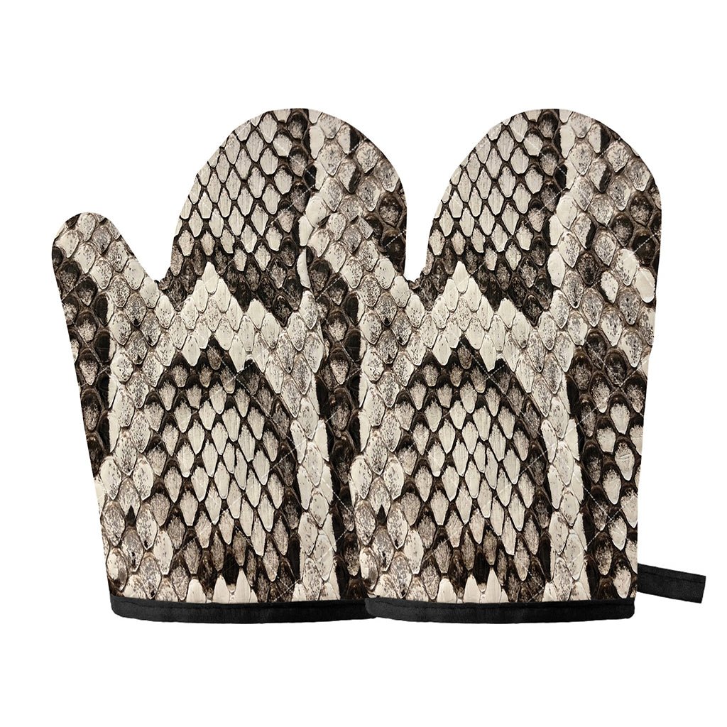 Beige Snakeskin Print Oven Mitts