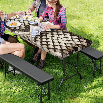 Beige Snakeskin Print Picnic Table Cover