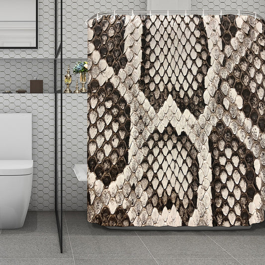 Beige Snakeskin Print Polyester Shower Curtain