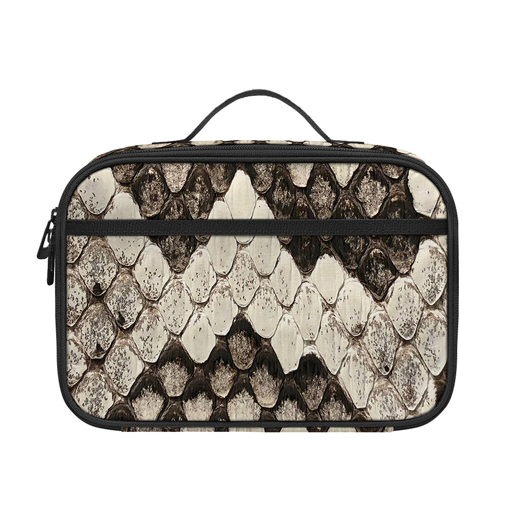 Beige Snakeskin Print Portable Lunch Bag
