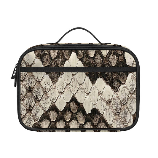 Beige Snakeskin Print Portable Lunch Bag