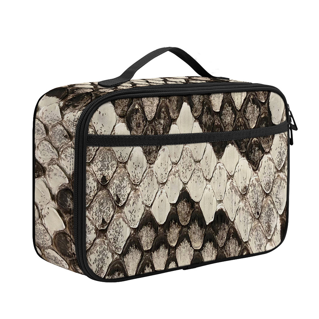 Beige Snakeskin Print Portable Lunch Bag