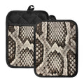 Beige Snakeskin Print Pot Holders With Pocket