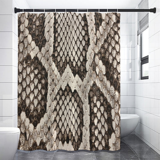 Beige Snakeskin Print Premium Shower Curtain