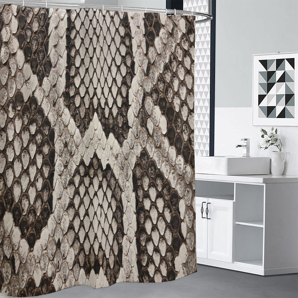Beige Snakeskin Print Premium Shower Curtain