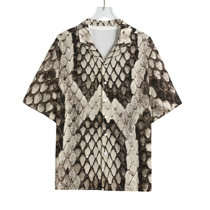 Beige Snakeskin Print Rayon Hawaiian Shirt