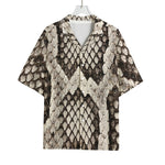 Beige Snakeskin Print Rayon Hawaiian Shirt