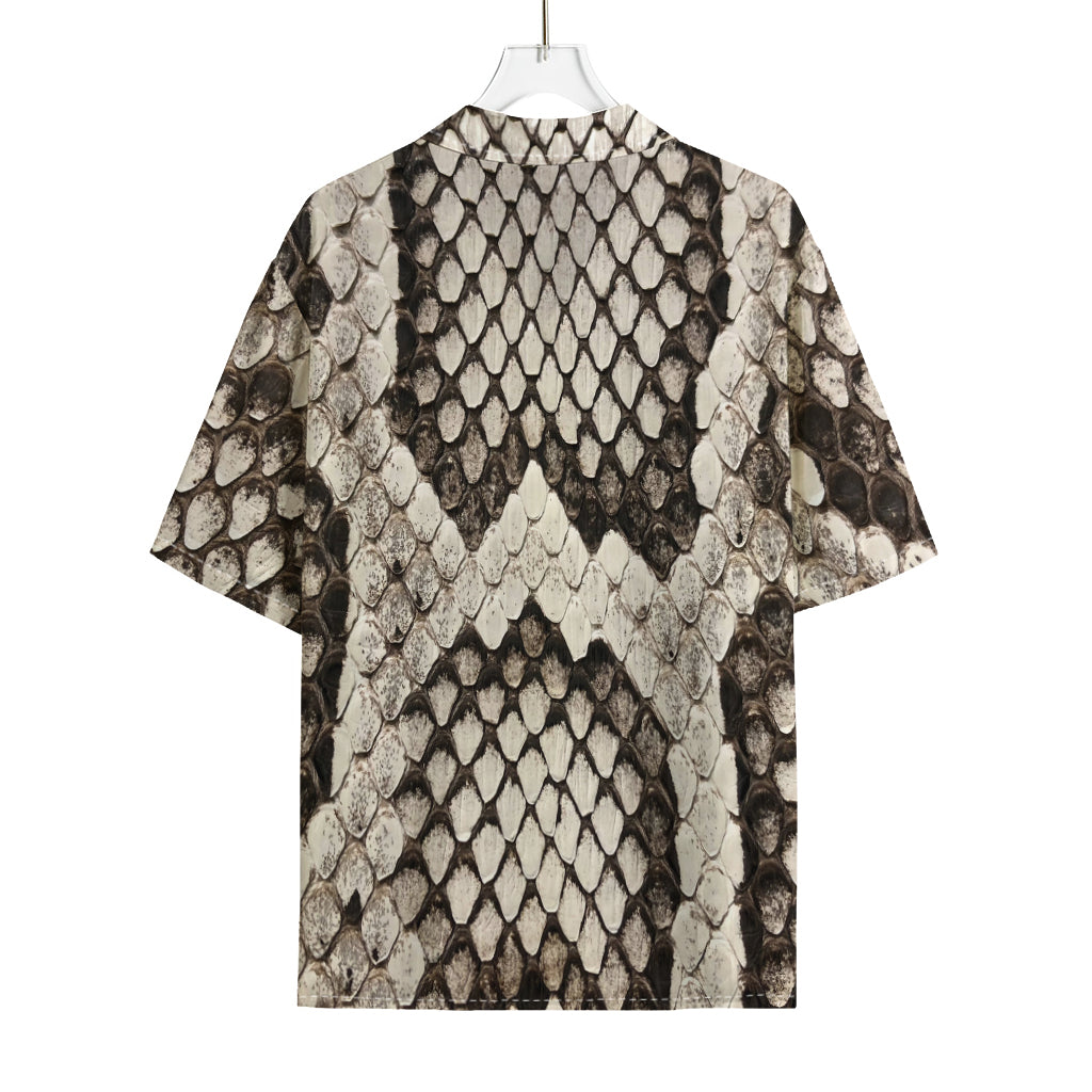 Beige Snakeskin Print Rayon Hawaiian Shirt