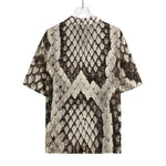 Beige Snakeskin Print Rayon Hawaiian Shirt