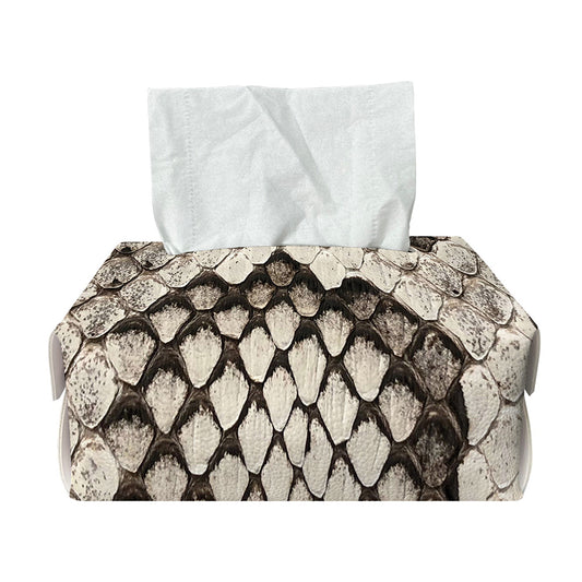 Beige Snakeskin Print Rectangle Tissue Box Cover