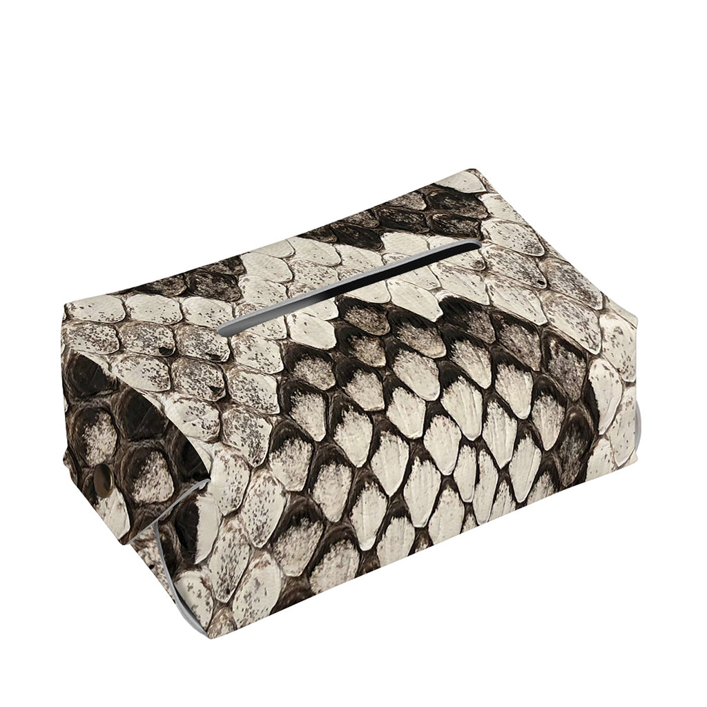 Beige Snakeskin Print Rectangle Tissue Box Cover