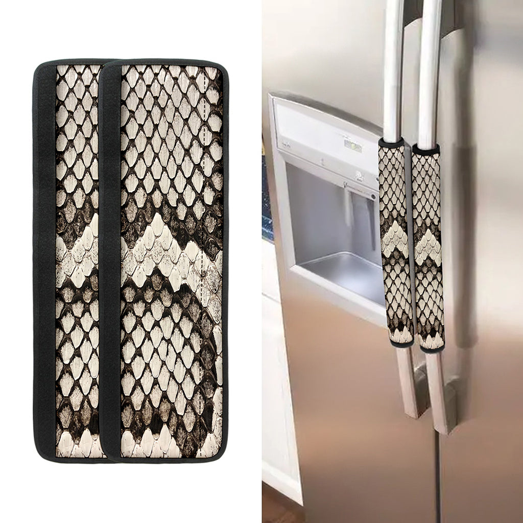 Beige Snakeskin Print Refrigerator Handle Covers