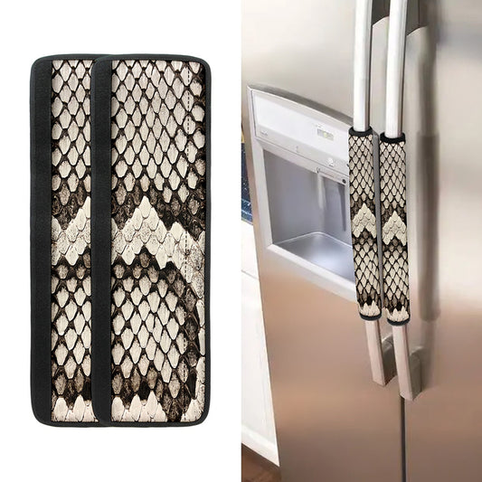 Beige Snakeskin Print Refrigerator Handle Covers